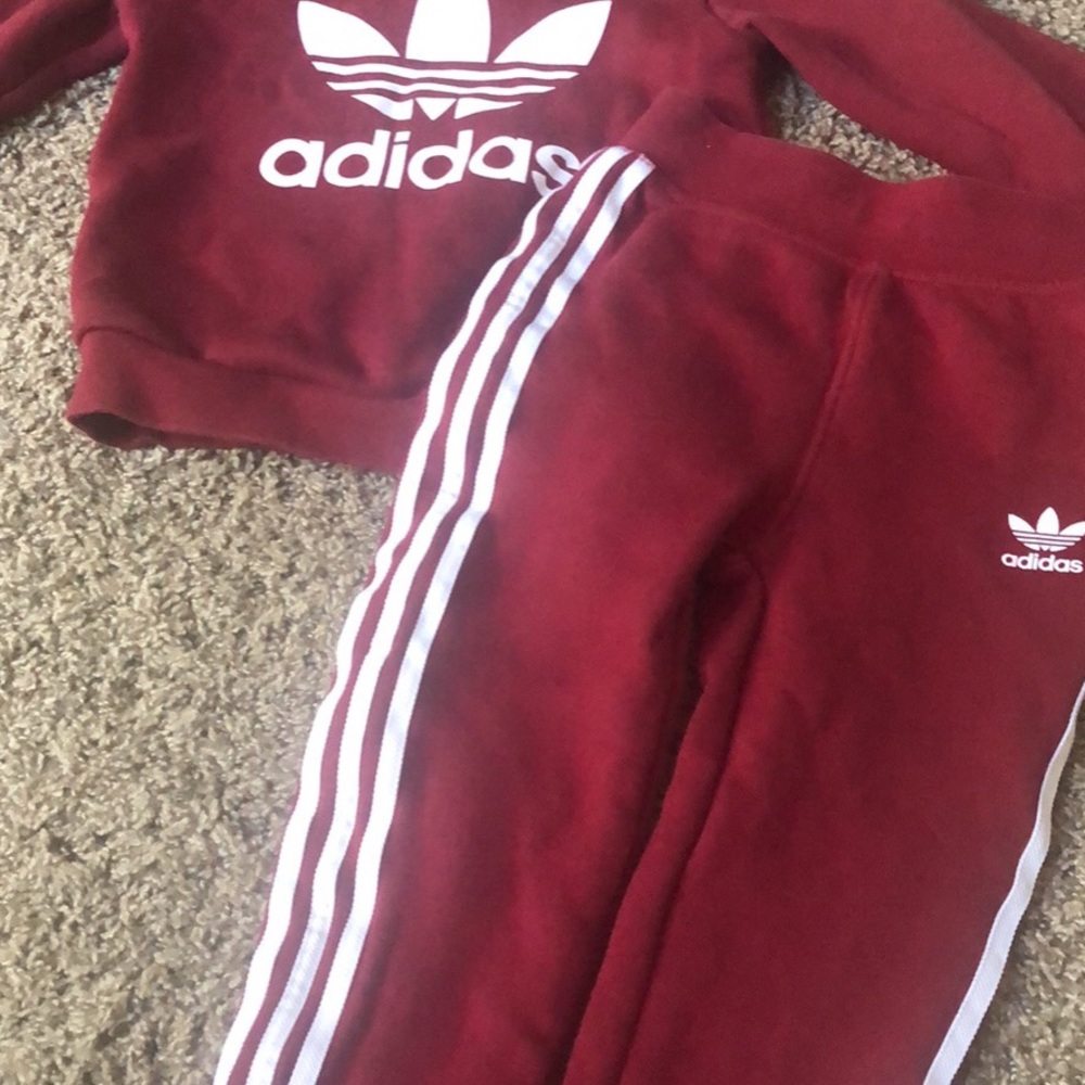 Burgundy Adidas Sweatshirt and Joggers